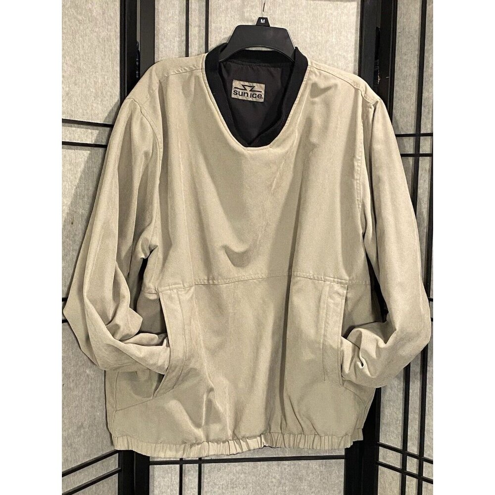 Vintage Sunice Golf Black To Tan V Neck Reversible Pullover L / XL Windbreaker